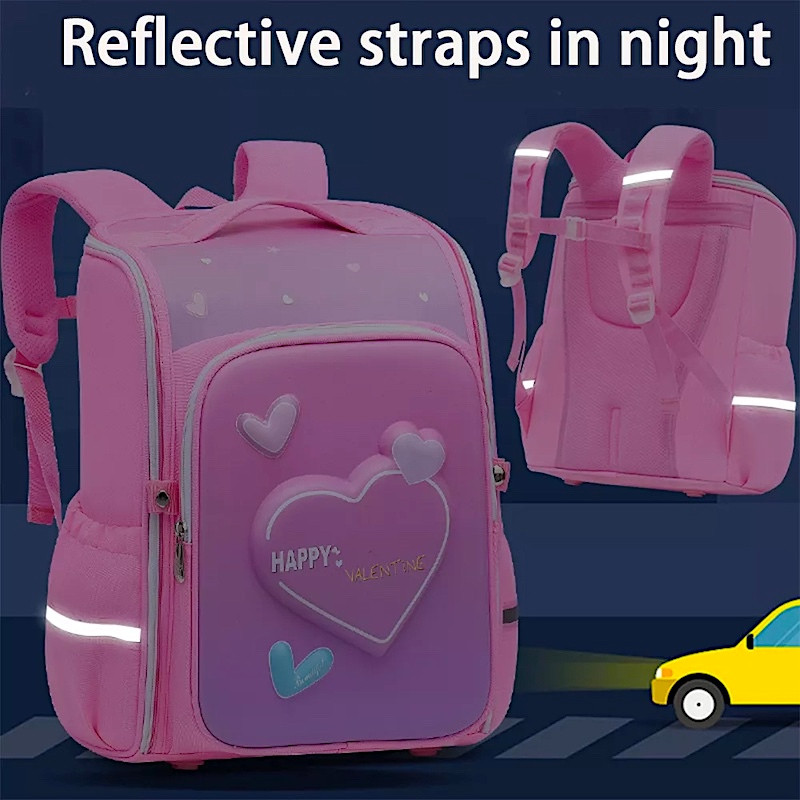 Girls School backpack Heart Shaped Fashion Model Student Backpack Pink